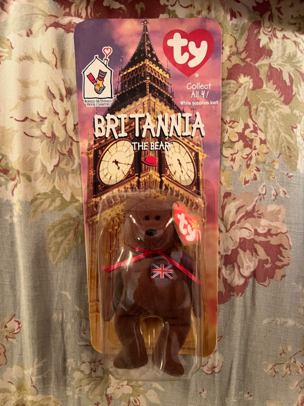 Ty Britannia Bear Plush with Union Jack - Brown and Red